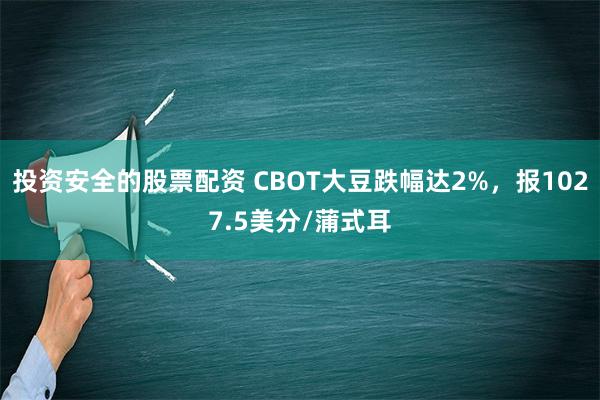 投资安全的股票配资 CBOT大豆跌幅达2%，报1027.5美分/蒲式耳