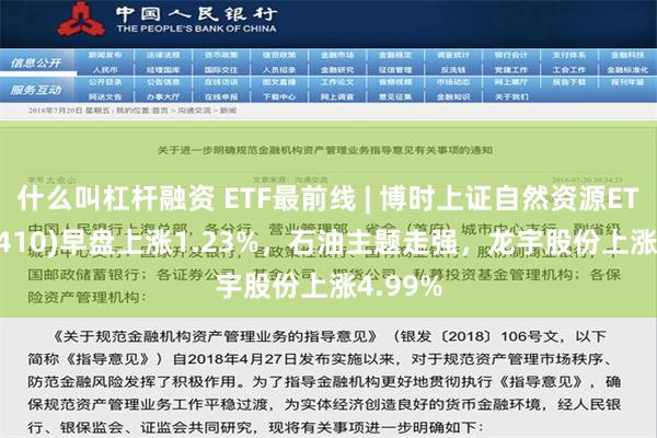 什么叫杠杆融资 ETF最前线 | 博时上证自然资源ETF(510410)早盘上涨1.23%，石油主题走强，龙宇股份上涨4.99%