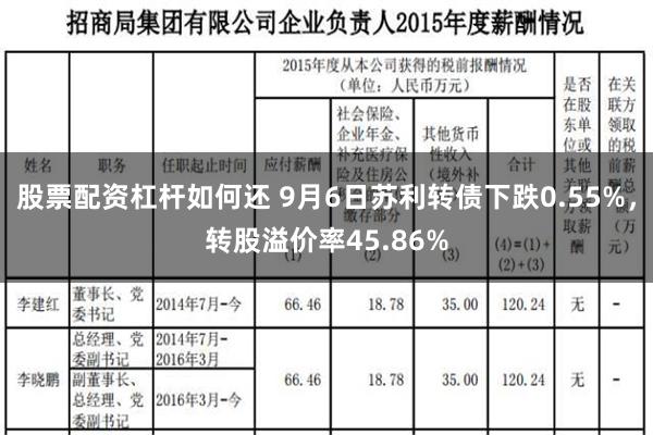 股票配资杠杆如何还 9月6日苏利转债下跌0.55%，转股溢价率45.86%